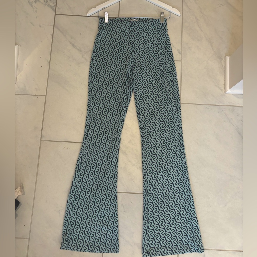 Urban Outfitters Teal Water Patterned Knit Flares